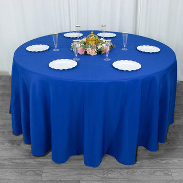 Experience Luxury with the Royal Blue Premium Polyester Round Tablecloth