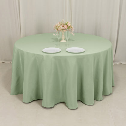 Premium Polyester Round Tablecloth 120" Sage Green - Seamless 220GSM Table Cover