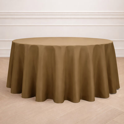 Polyester Round Tablecloth 120" Taupe - Durable & Seamless Table Cover