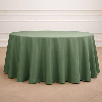 Polyester Round Tablecloth 120" Olive Green - Durable & Seamless Table Cover