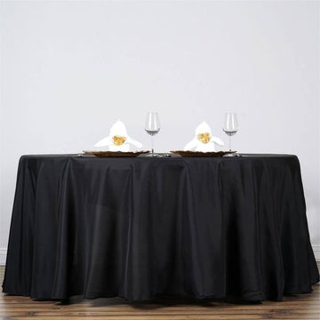 Black Seamless Polyester Round Tablecloth 132