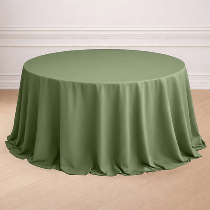 Polyester Round Tablecloth 132" Dusty Sage Green - Seamless Finish Table Cover