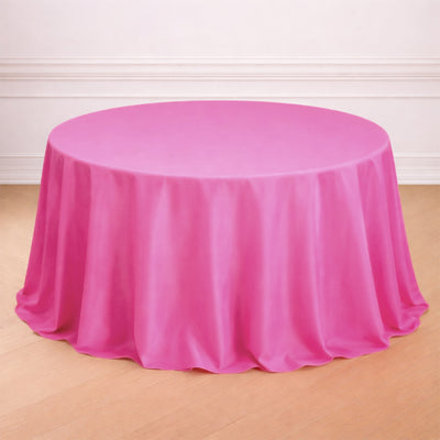 Polyester Round Tablecloth 132" Fuchsia - Seamless Finish Table Cover