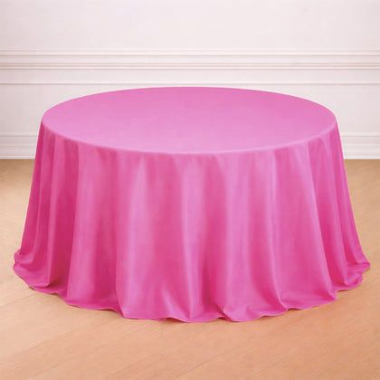 Polyester Round Tablecloth 132" Fuchsia - Seamless Finish Table Cover