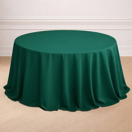 Polyester Round Tablecloth 132" Hunter Emerald Green - Seamless Finish Table Cover