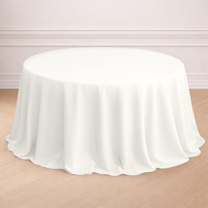 Polyester Round Tablecloth 132" Ivory - Seamless Finish Table Cover