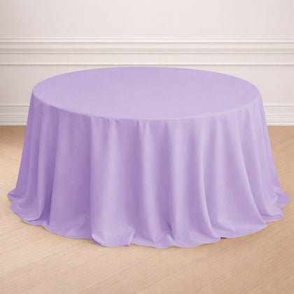 Polyester Round Tablecloth 132" Lavender Lilac - Seamless Finish Table Cover