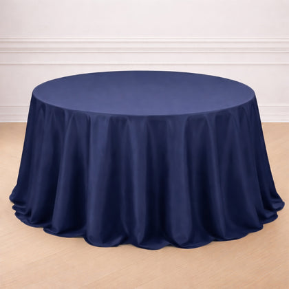 Polyester Round Tablecloth 132" Navy Blue - Seamless Finish Table Cover