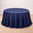 Navy blue round tablecloth draping elegantly over a circular table.