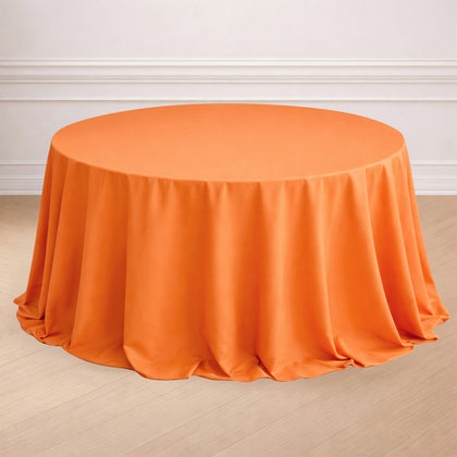 Polyester Round Tablecloth 132" Orange - Seamless Finish Table Cover