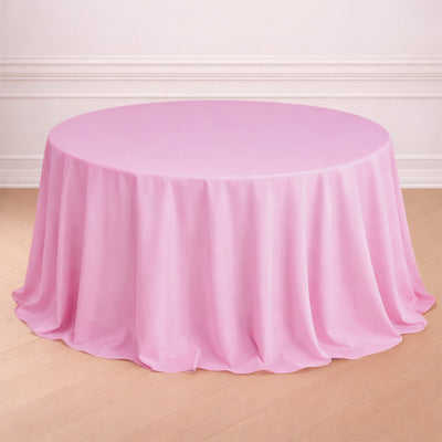 Polyester Round Tablecloth 132" Pink - Seamless Finish Table Cover
