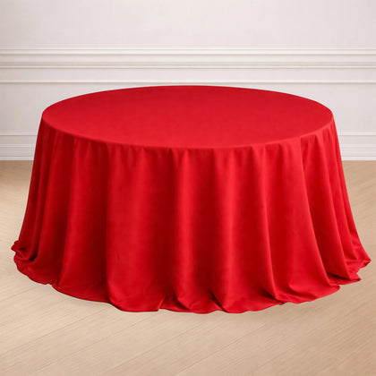 Polyester Round Tablecloth 132" Red - Seamless Finish Table Cover