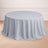Round light gray tablecloth draped elegantly over a round table.