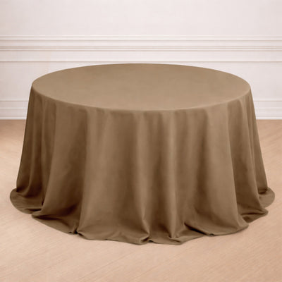 Polyester Round Tablecloth 132" Taupe - Seamless Finish Table Cover