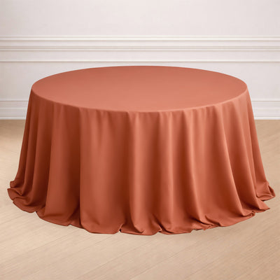 Polyester Round Tablecloth 132" Terracotta (Rust) - Seamless Finish Table Cover