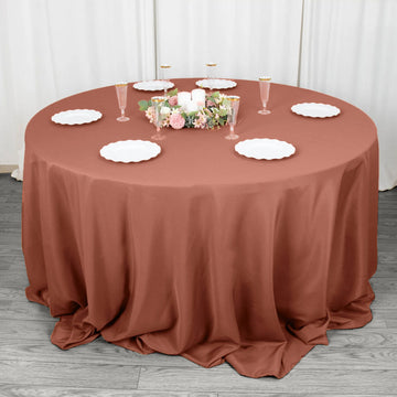 Durable and Easy to Care for Terracotta (Rust) Round Tablecloth
