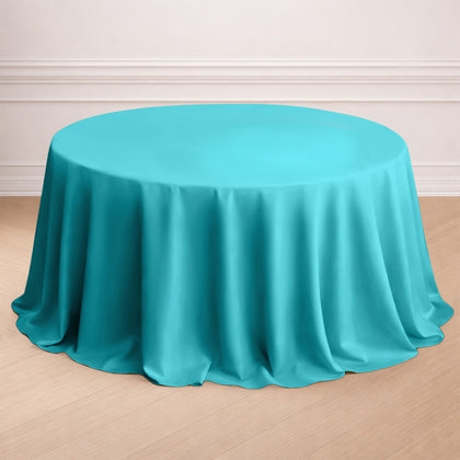 Polyester Round Tablecloth 132" Turquoise - Seamless Finish Table Cover