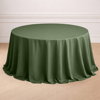 Polyester Round Tablecloth 132" Olive Green - Seamless Finish Table Cover