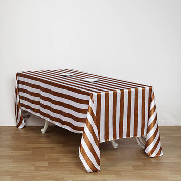 Versatile and Stylish Gold and White Seamless Stripe Satin Tablecloth