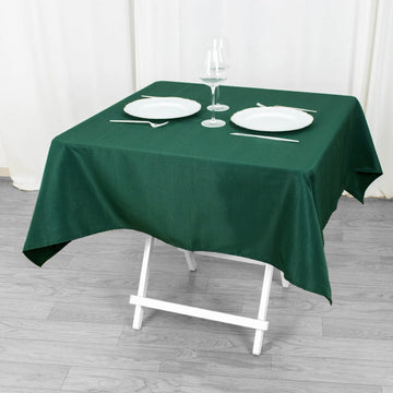 Crafted with Excellence: The Hunter Emerald Green Polyester Square Tablecloth