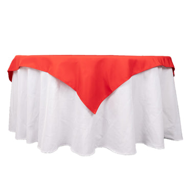 Enhance Your Table Decor with the Red Seamless Premium Polyester Square Table Overlay