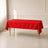 54"x96" Red polyester rectangle tablecloth on a table in a bright room.