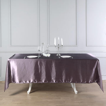 Elevate Your Event with the Violet Amethyst Seamless Smooth Satin Rectangular Tablecloth 60"x102"