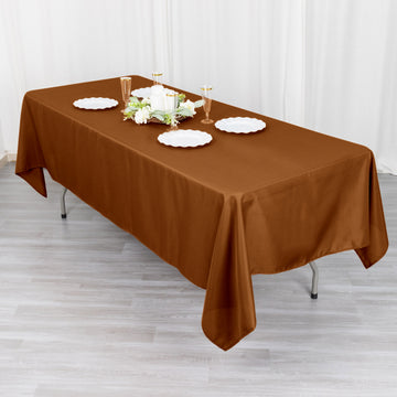 Create Unforgettable Memories with the Cinnamon Brown Seamless Polyester Rectangular Tablecloth