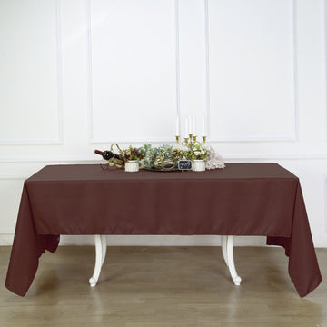 Add Elegance to Your Event with a Chocolate Seamless Polyester Rectangular Tablecloth