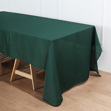 Add Elegance to Your Event with the Hunter Emerald Green Seamless Polyester Rectangular Tablecloth