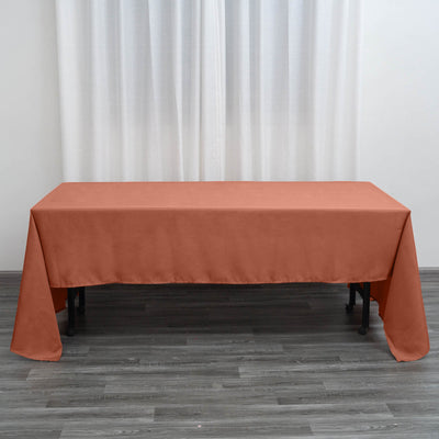 Polyester Rectangle Tablecloth 60"x126" Terracotta (Rust) - Durable & Wrinkle-Resistant Table Cover