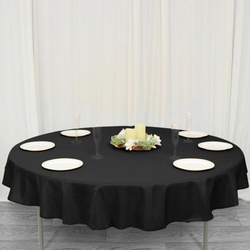 Versatile and Durable Black Polyester Round Tablecloth