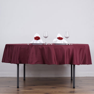 Enhance Your Event with the Burgundy Seamless Polyester Linen Tablecloth