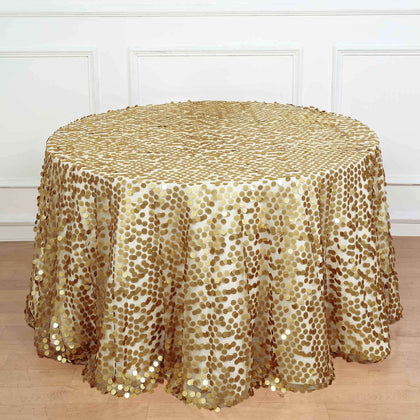 Sequin Round Tablecloth 120" Champagne - Big Payette Seamless Table Cover
