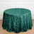 Green sequin tablecloth draped over a round table