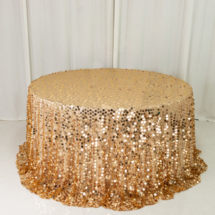 Sequin Round Tablecloth 132" Gold - Big Payette Table Cover