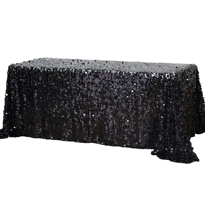 Black sequin tablecloth for elegant events and parties.