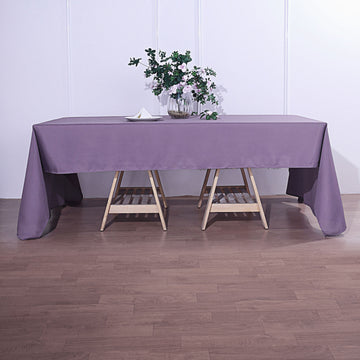 Add Elegance to Your Event with the Violet Amethyst Polyester Rectangle Tablecloth