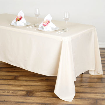 Create Memorable Moments with the Beige Seamless Polyester Rectangle Tablecloth