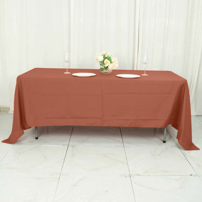 Polyester Rectangle Tablecloth 72"x120" Terracotta (Rust) with Wrinkle-Resistant Finish - Reusable Table Cover