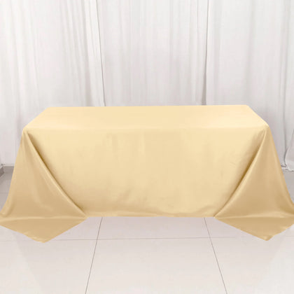 Polyester Rectangle Tablecloth 90"x132" Beige with Seamless Finish