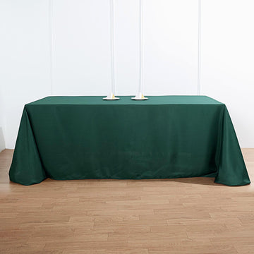 Enhance Your Event Decor with the Hunter Emerald Green Seamless Polyester Rectangular Tablecloth
