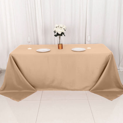 Polyester Rectangle Tablecloth 90"x132" Nude with Seamless Finish