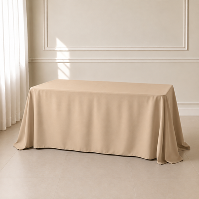 Polyester Rectangle Tablecloth 90"x132" Nude with Seamless Finish