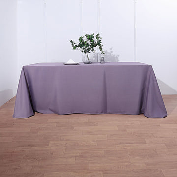 Add Elegance to Your Event with the Violet Amethyst Seamless Polyester Rectangular Tablecloth 90"x156"