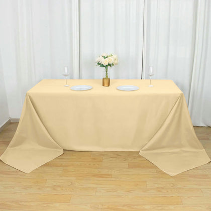Polyester Rectangle Tablecloth 90"x156" Beige with Seamless Finish