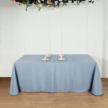 Elevate Your Event Decor with the Dusty Blue Seamless Polyester Rectangular Tablecloth 90"x156"