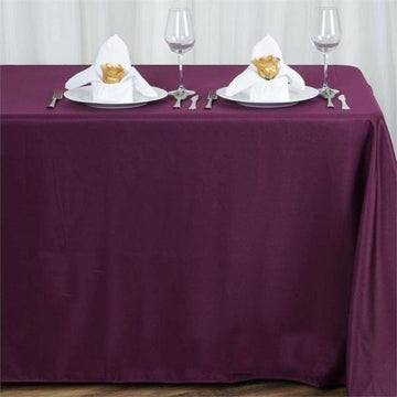 Elegant Eggplant Polyester Rectangular Tablecloth 90"x156"