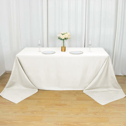 Polyester Rectangle Tablecloth 90"x156" Ivory with Seamless Finish