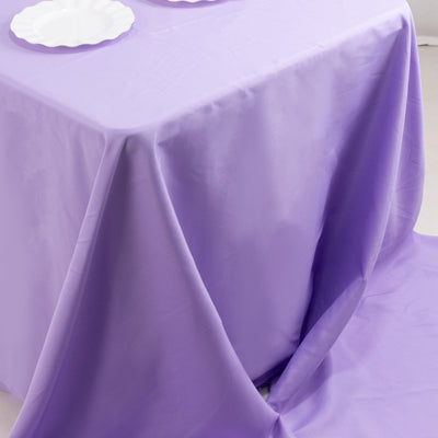 Lavender tablecloth draped elegantly over a table